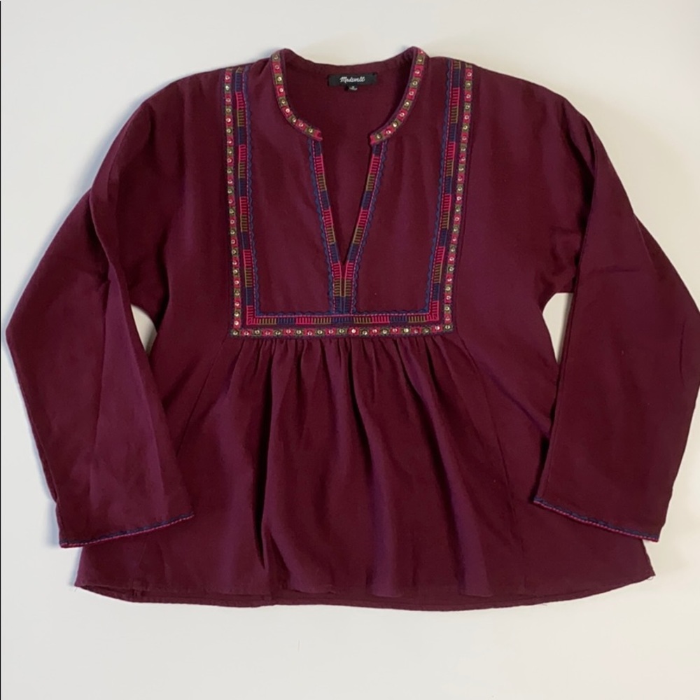 Madewell burgundy boho top size m